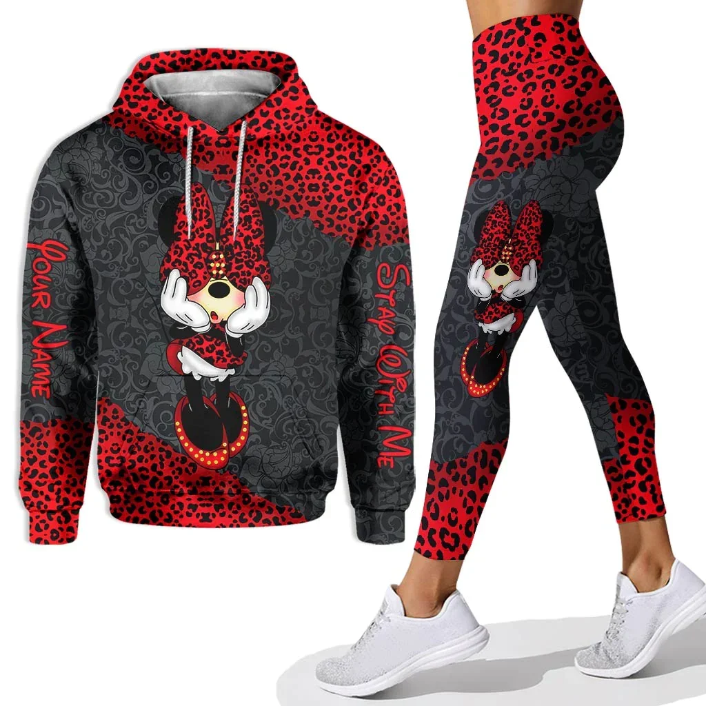 Custom Name Minnie Mickey 3D Women\'s Hoodie and Leggings Suit Disney Hoodie Yoga Pants Sweatpants Fashion Sports Suit