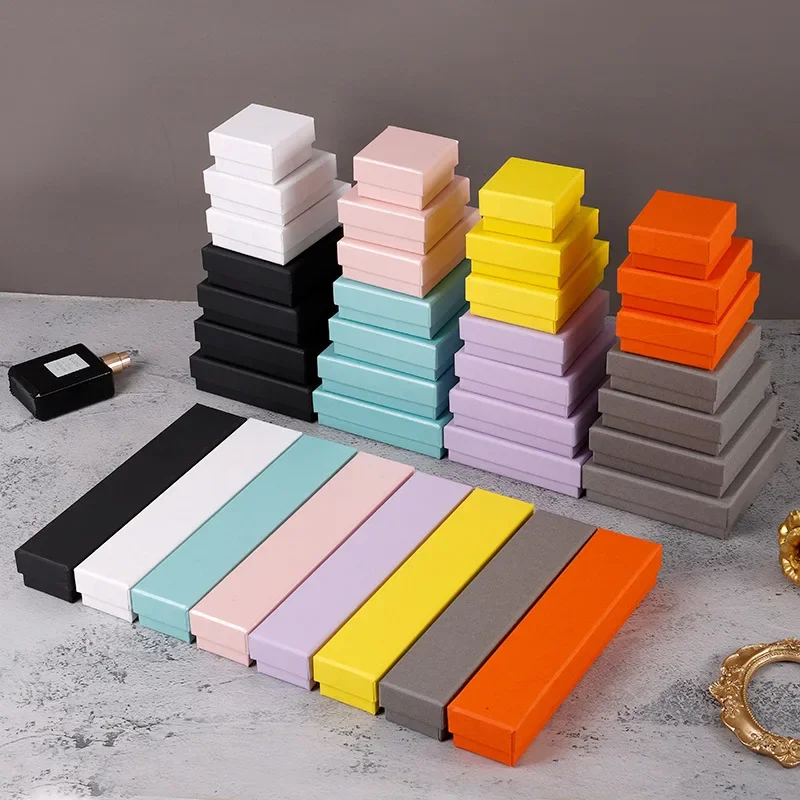 

12/24pcs/ lot Simple Box Earnail Rings Earrings Bracelet Necklace Gray Black Paper Jewellry Display Case Jewelry Organizer Boxes