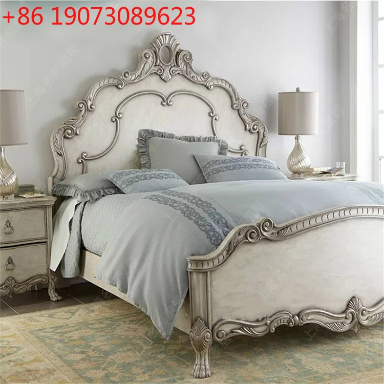 

Американская винтажная двуспальная кровать из цельного дерева, главная спальня из старой европейской французской резной кровати
