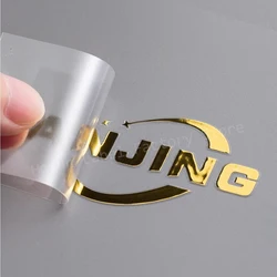 Pegatina de transferencia de oro 3D personalizada, calcomanía hueca con logotipo de plata brillante en relieve, cristal UV DTF, etiqueta autoadhesiva colorida