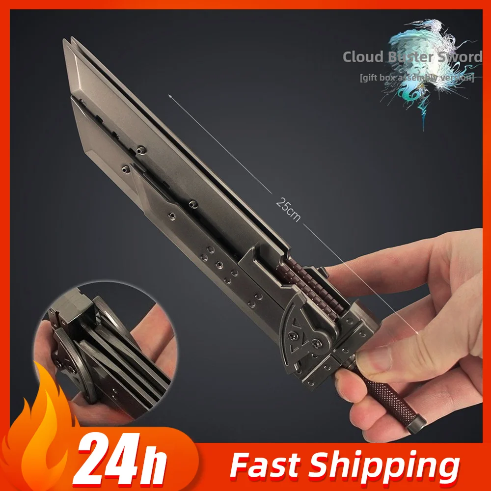 25cm Fantasy Anime Game Peripheral Cloud Buster Sword High quality Metal weapons Model Craft Ornament Boy's Holiday Gift Set Toy