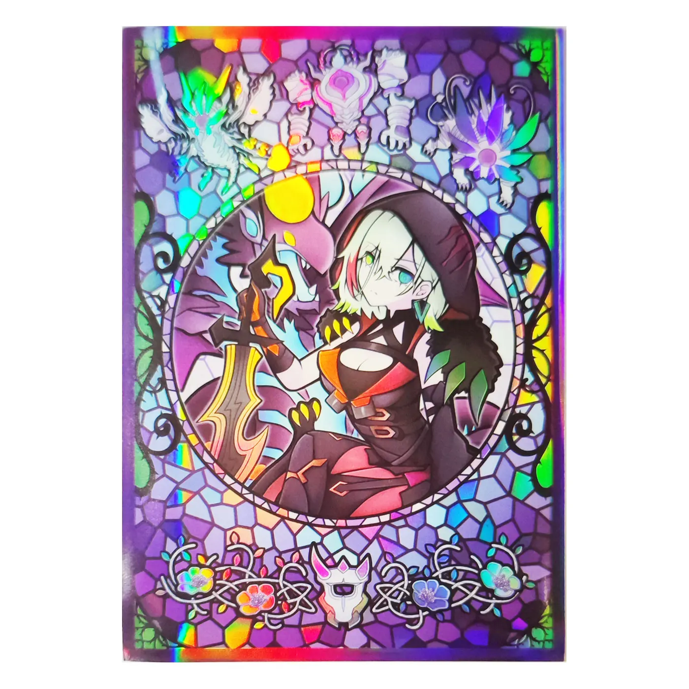 

63x90mm 50PCS Holographic Sleeves YUGIOH Card Sleeves Illustration Anime Protector Card Cover for Board Games Trading Cards