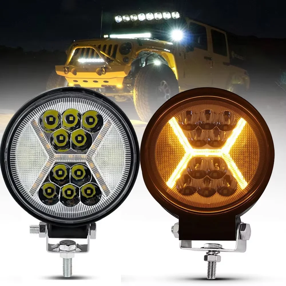 

1/2 Pcs Round LED Work Light 4 inch Spot Flood Beam For Offroad 4x4 SUV Tractor Truck Fog Lamp Driving Car LED Working Lights