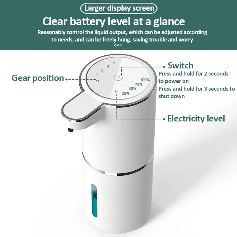 380ml automatischer Seifensp ender Schaum/Gel USB-Aufladung berührungs loser intelligenter Infrarot sensor Flüssig seifensp ender 4-Gang-Handwaschmaschine