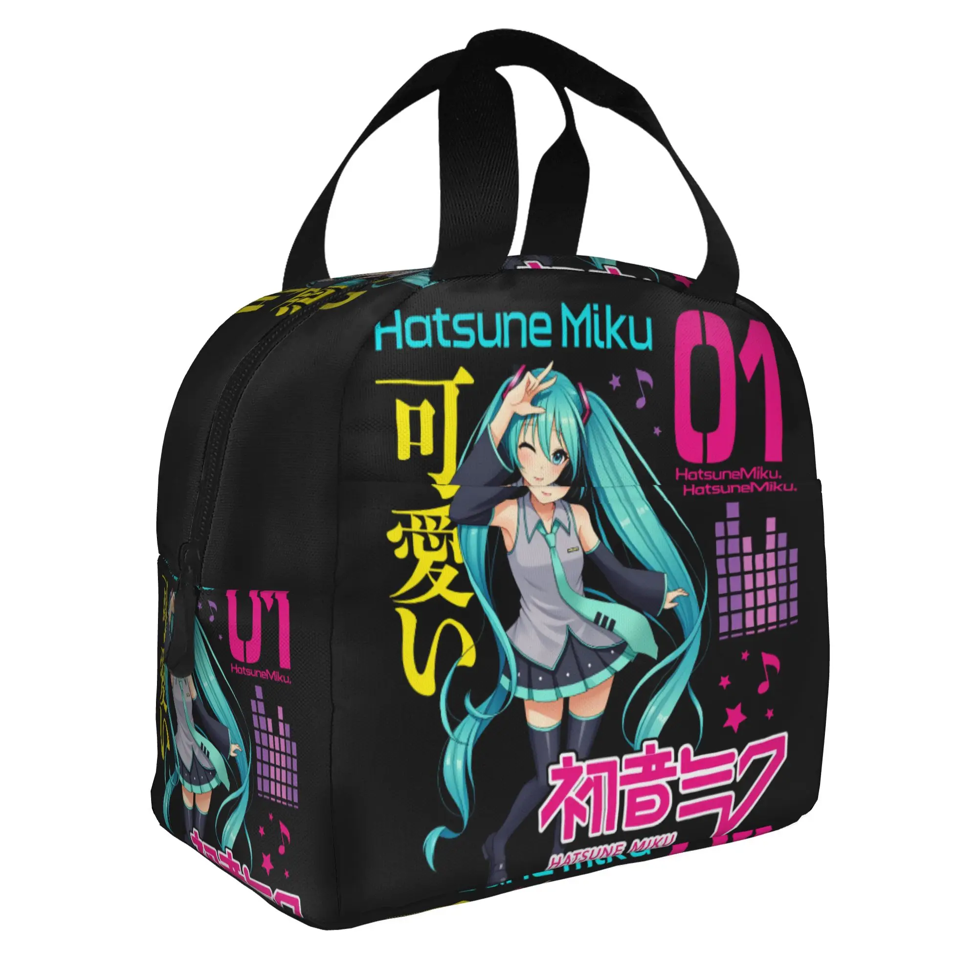 H-Hatsune M-Miku Vocaloid Anime Lunchtasche für Damen und Mädchen, Kawaii, kühlere, warme, isolierte Lunchbox für Erwachsene, Büro