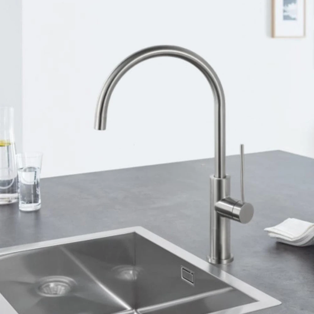 Kitchen Mixer Water 304 Stainless Steel Material 360 Rotation Single Handle Cold & Hot Water Ceramic Valve Core