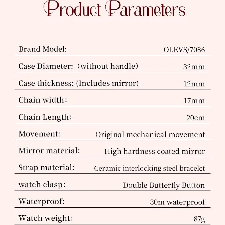ساعة OLEVS 7086 النسائية الأنيقة المجوفة الأصلية الفاخرة الماسية على شكل قلب بحزام سيراميك للنساء ساعة ميكانيكية أوتوماتيكية #6