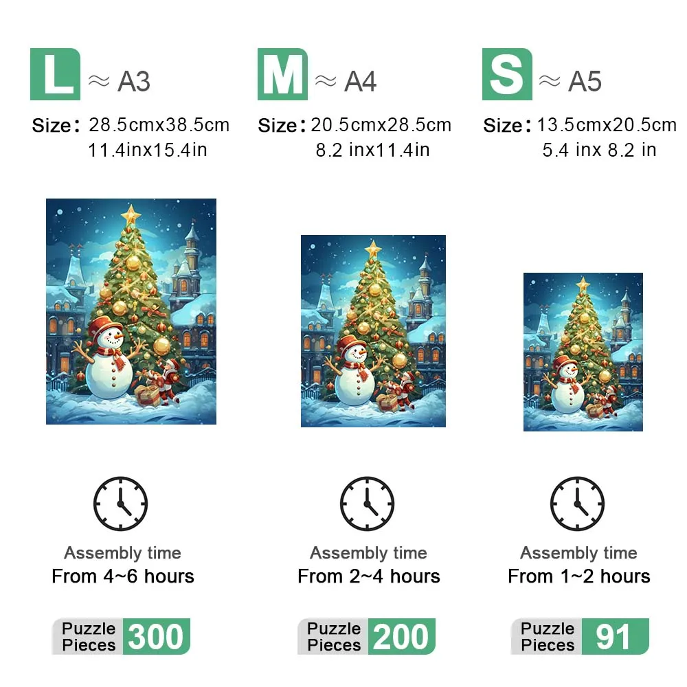 Wooden Puzzle Snowman Christmas Personalized 3D Puzzle Adult Children's Gift Education Children's Toy Games Family Interaction A