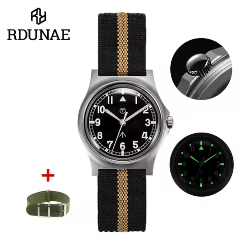 RDUNAE RA01 2025 New Retro Military Men's Quartz Watch Mineral Glass Stainless Steel Luminous C3 Watch Waterproof 5Bar Men's Wat