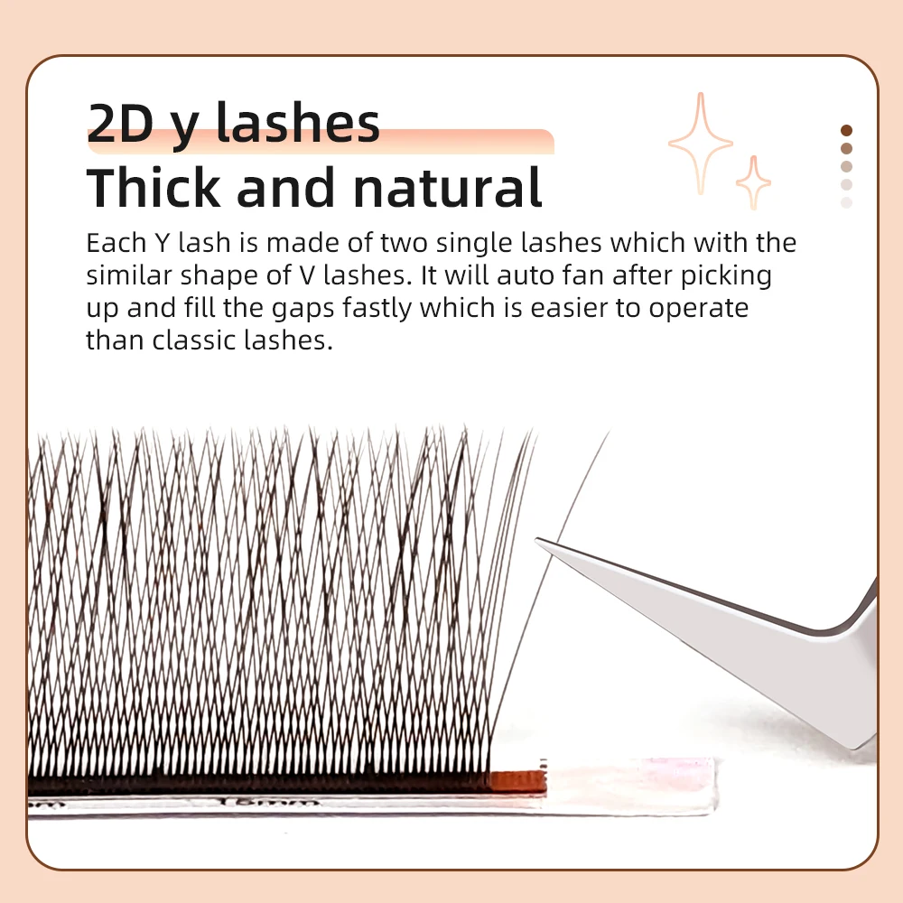 Yelix Brown Y Shaped Lashes 2D Y Eyelash Extensions 12Rows Mix 8-12/8-15mm Premium False Lashes Mesh Net Cross Lash Makeup Tools