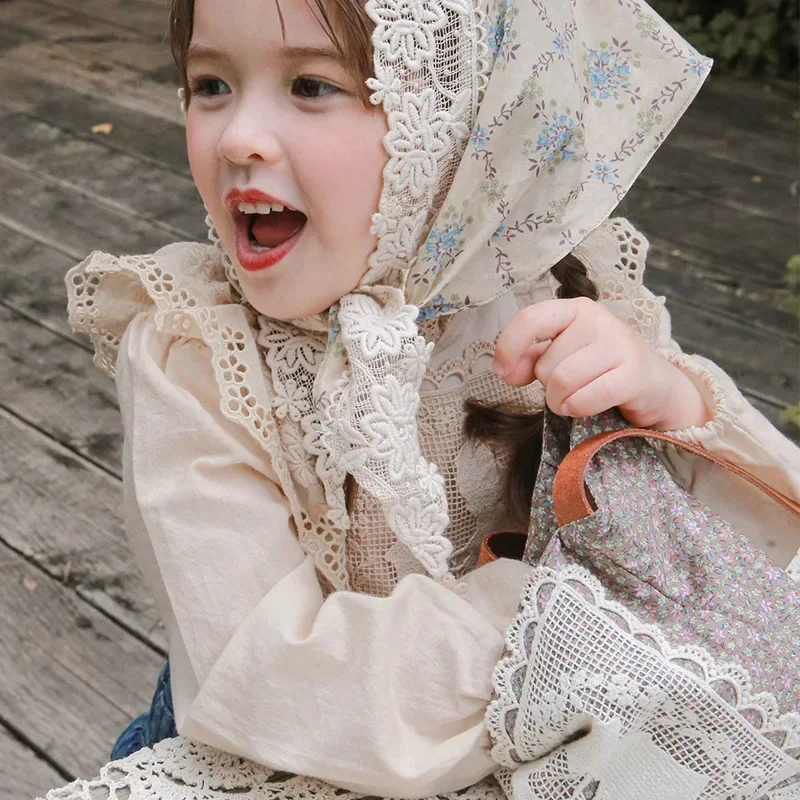 2023 autunno coreano abbigliamento per bambini bambini e ragazze alla moda carino pizzo bambina camicia lolita camicetta vestiti della neonata