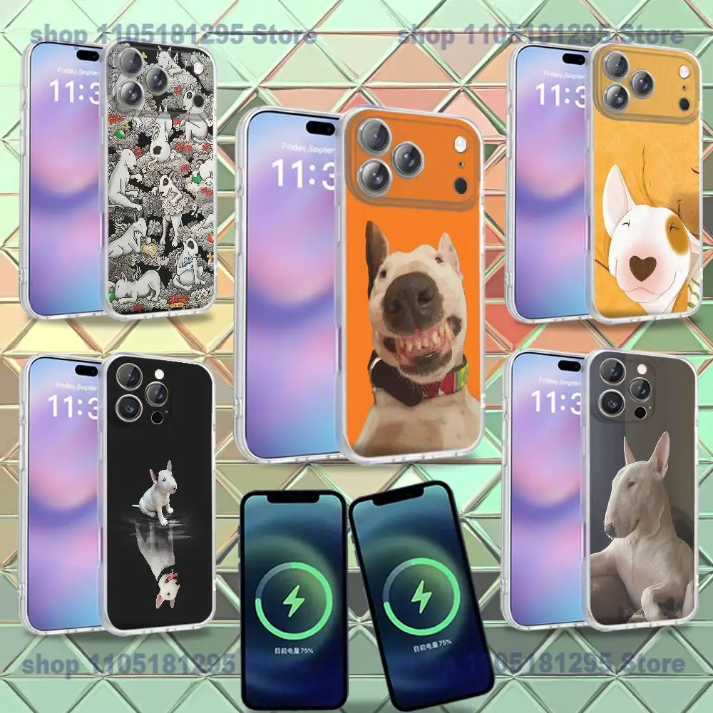 

Cute Bull Terrier Dog Phone Case For iPhone 16,14,11,17,13,15,12,Air,Plus,Pro,Max,E,Mini Frosted for MagSafe Magnetic Wireless
