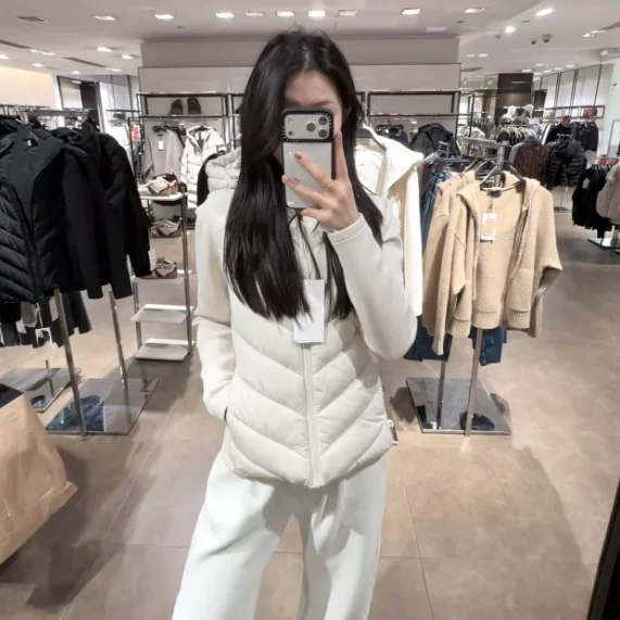 

Spring Autumn 2025 New Sle Cotton Jaet with Waist Cinching Hooded Patchwork Diagonal Line Walking Outerwear Women's Faion