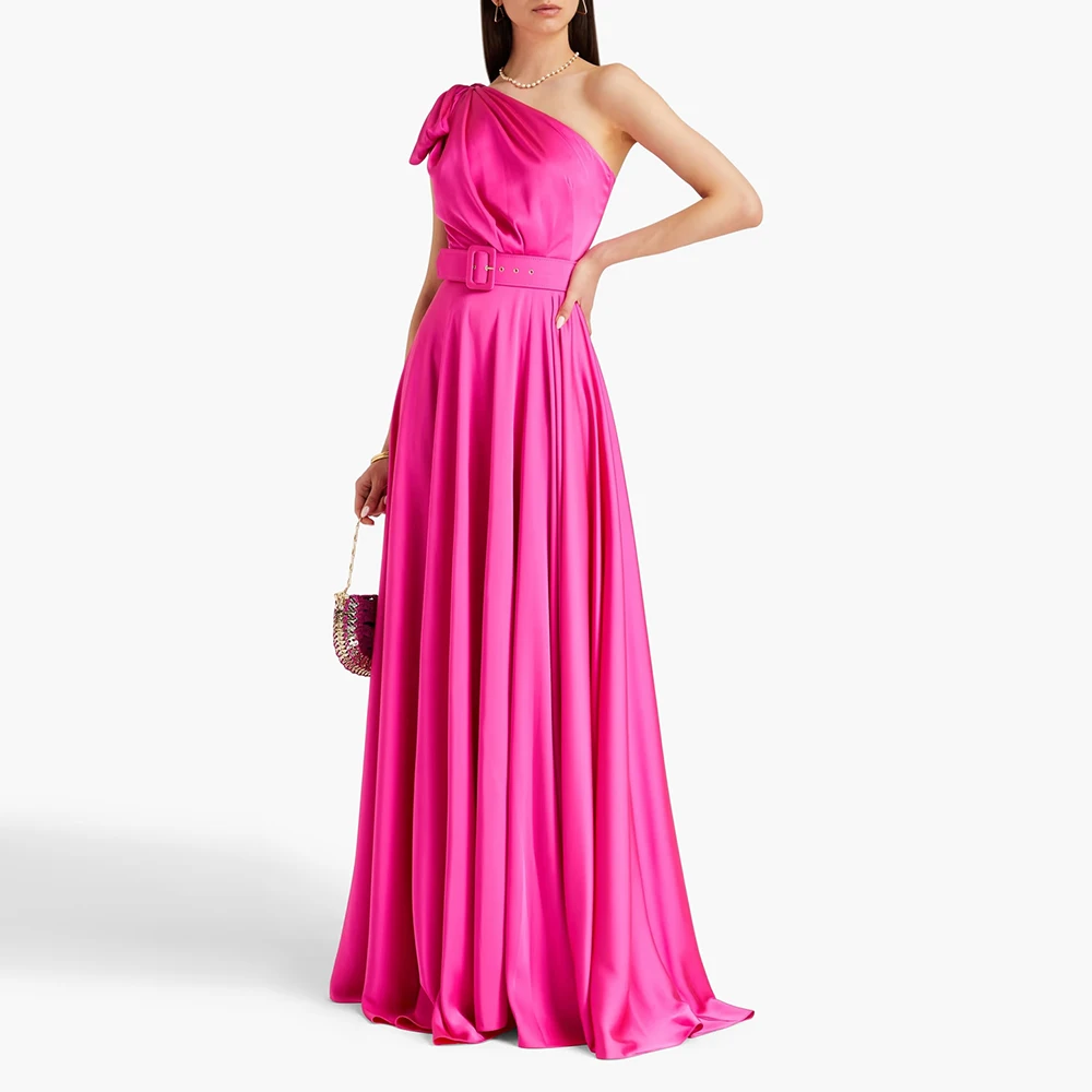 

Long Evening Dress For Sexy Women 정장원피스 Vestidos de festa Elegant Ruched Floor-Length One-Shoulder Formal Cocktail Gowns