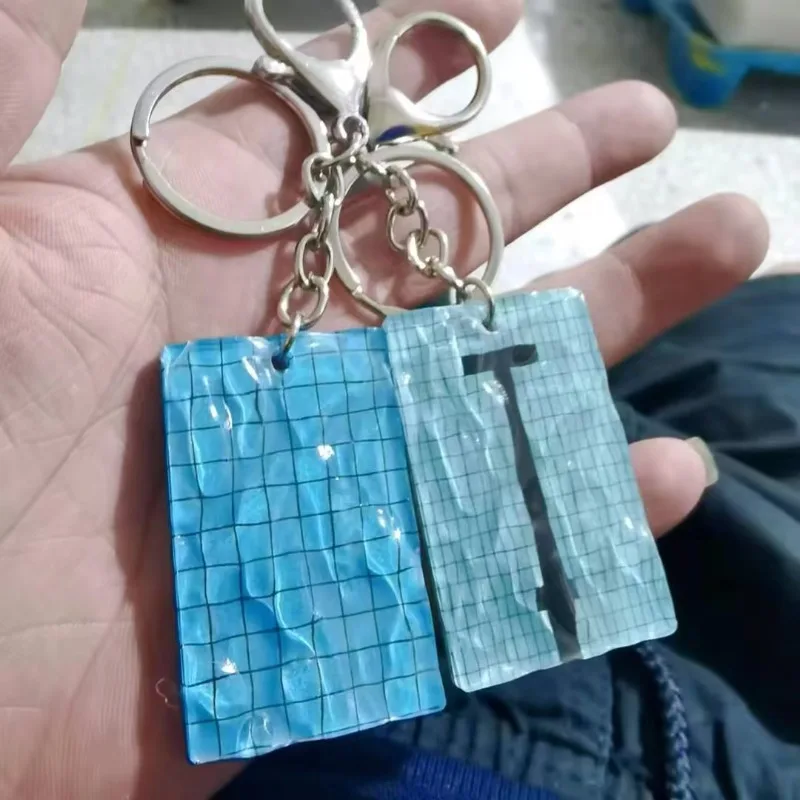 Modischer und Kreativer Wasserwellen-Schwimmbad-Acryl-Schlüsselanhänger Blauer Autoanhänger Gelber Hängeschmuck Dekorationen