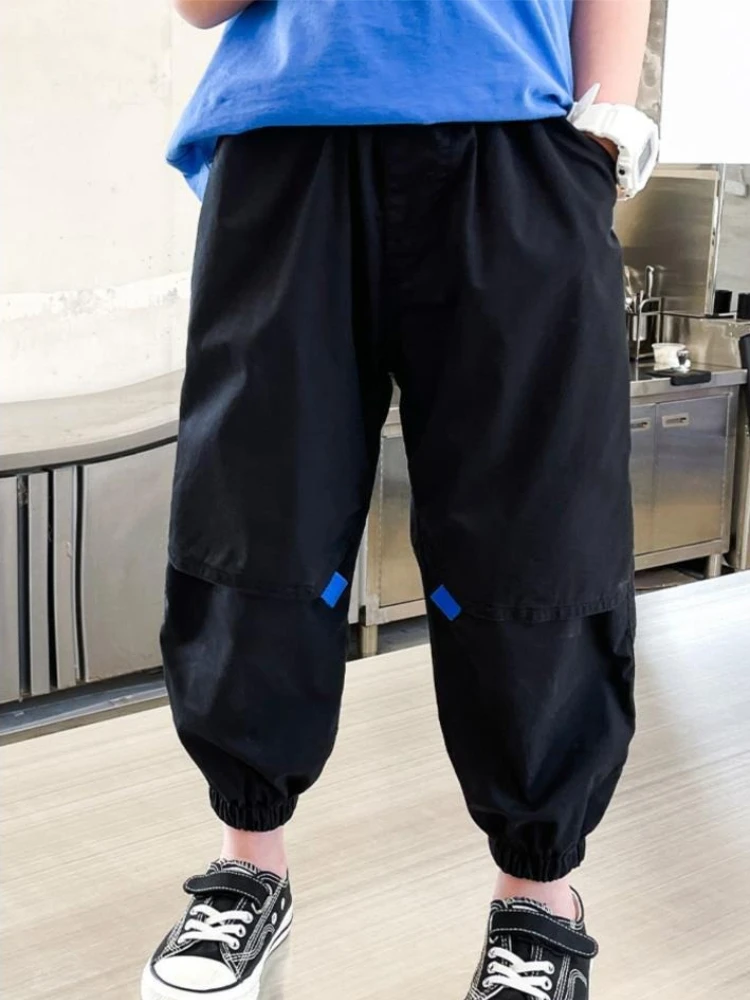 2026 Summer New Boys Cargo Pants Trendy Kids Workwear Anti-mosquito Outdoor Casual Trousers