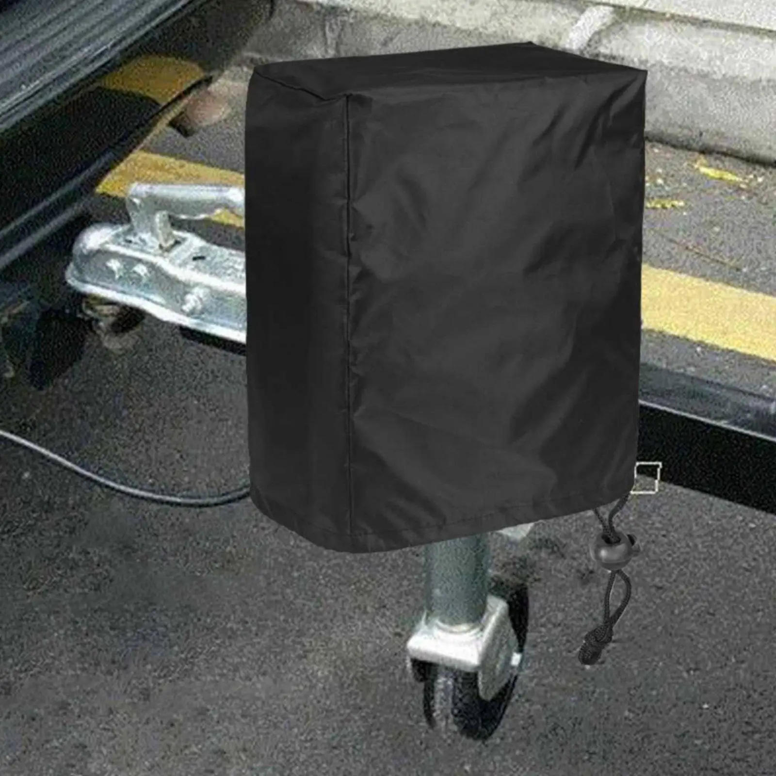 Heavy Duty Trailer Jack Cover Adjustable Drawstring Weather Resistant Protector for RV Camper Towing Accessory