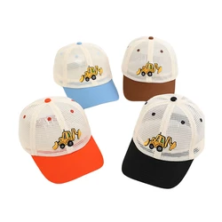 Boys Baseball Hats Bulldozer Excavator Embroidered Kids Cats Hip Hop Mesh Hat for 2-8Years Child Sun Hat Snaback