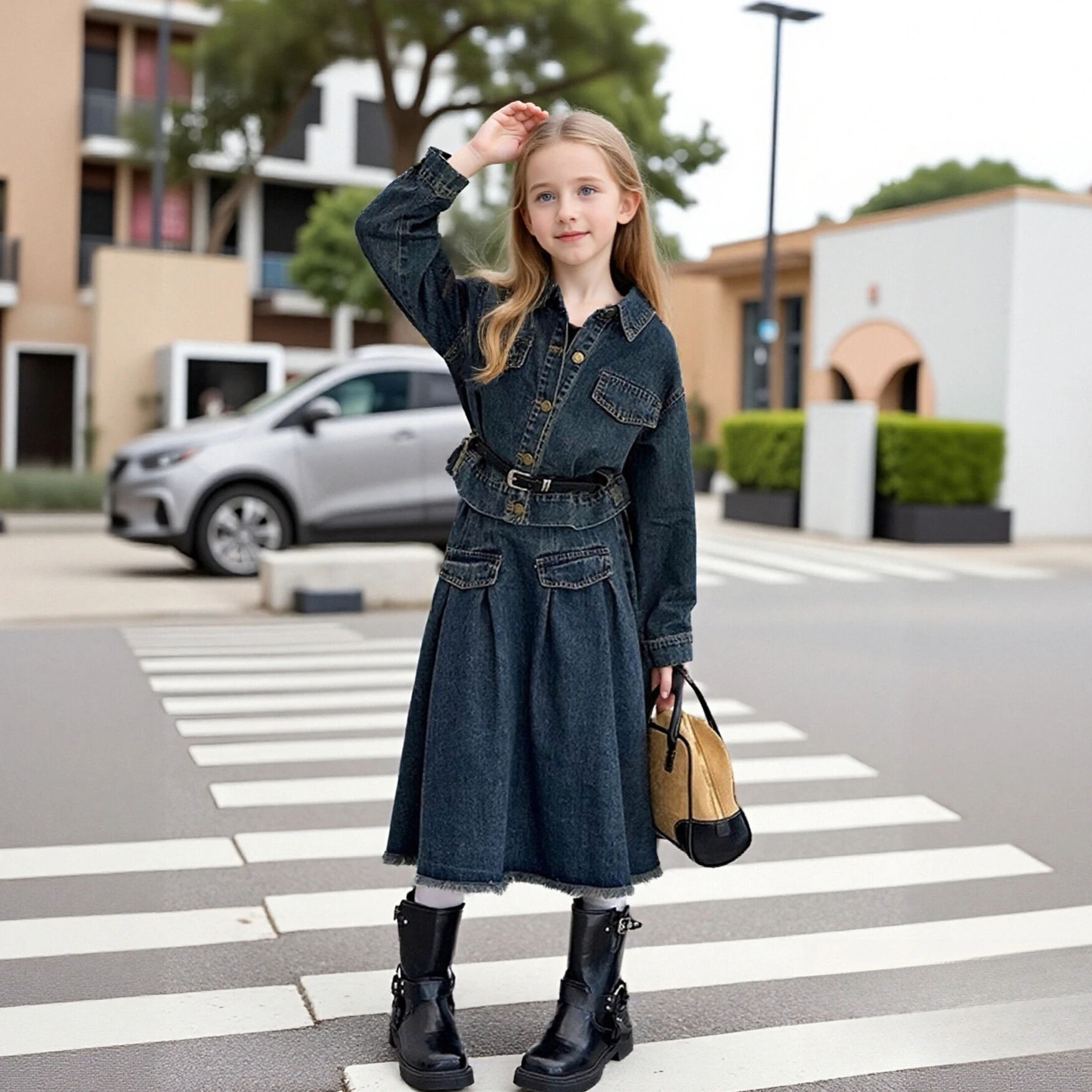 Girls Denim Outfit Set 2026 Spring Children's Fashion Two Piece Jacket & Skirt Set Teenage Casual Vacation Style School Costumes