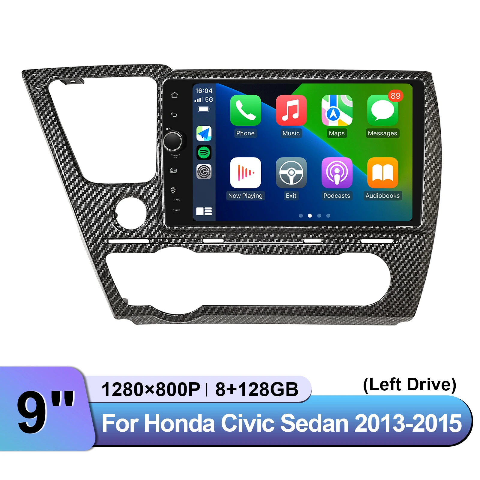 JOYING Android Car Stereo for Honda Civic 2013 2014 2015 Car Radio Carbon Fiber Frame Bluetooth Wireless CarPlay Android Auto