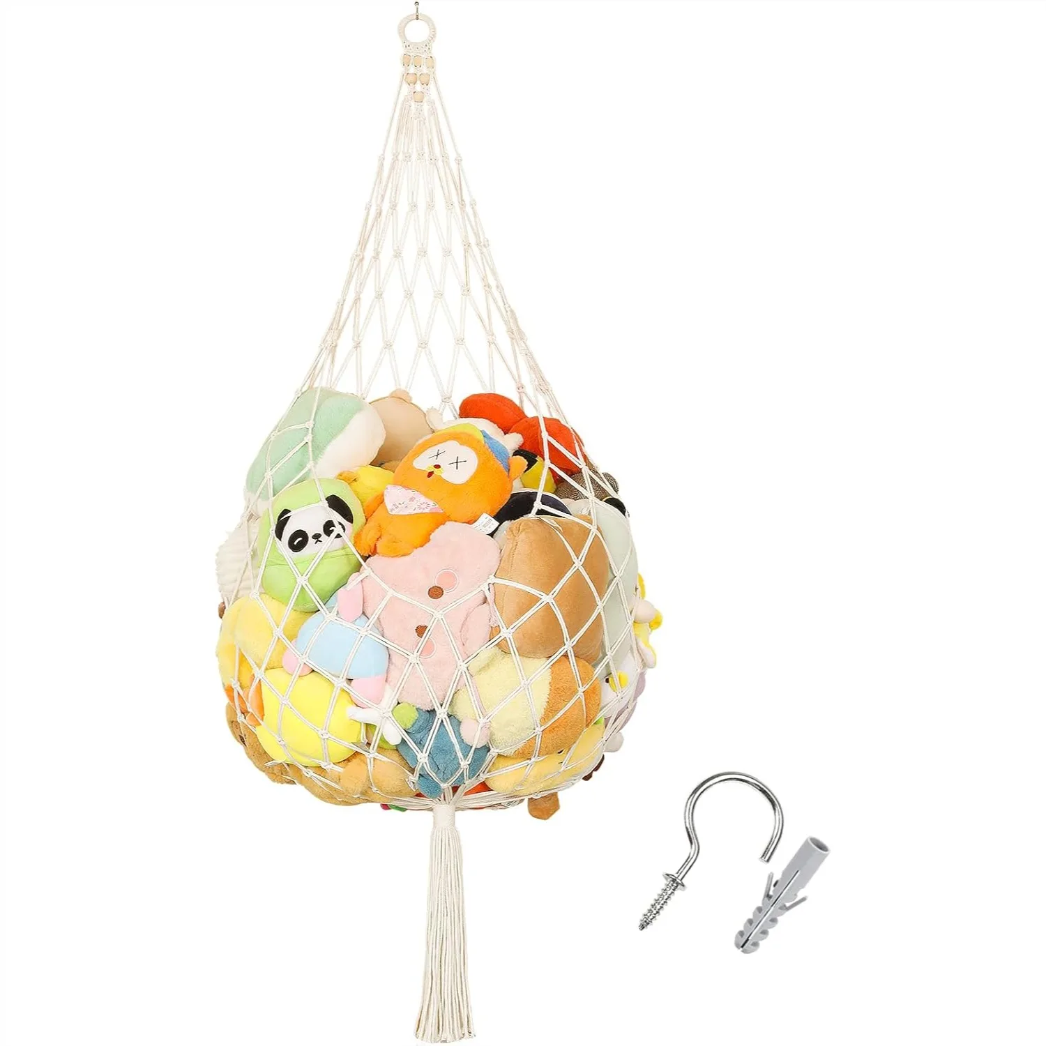 

Stuffed Animal Storage Hammock 60-Inch Plushie Net for Kids Wall Decor, Easy Install with One Hook