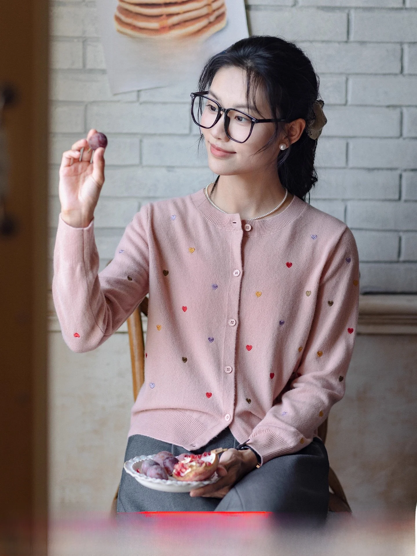 

Red Pure Wool Pink Knitted Cardigan Women's ort Outerwear Autumn Faionable Top Soft Warm Long Sve round Ne Coat