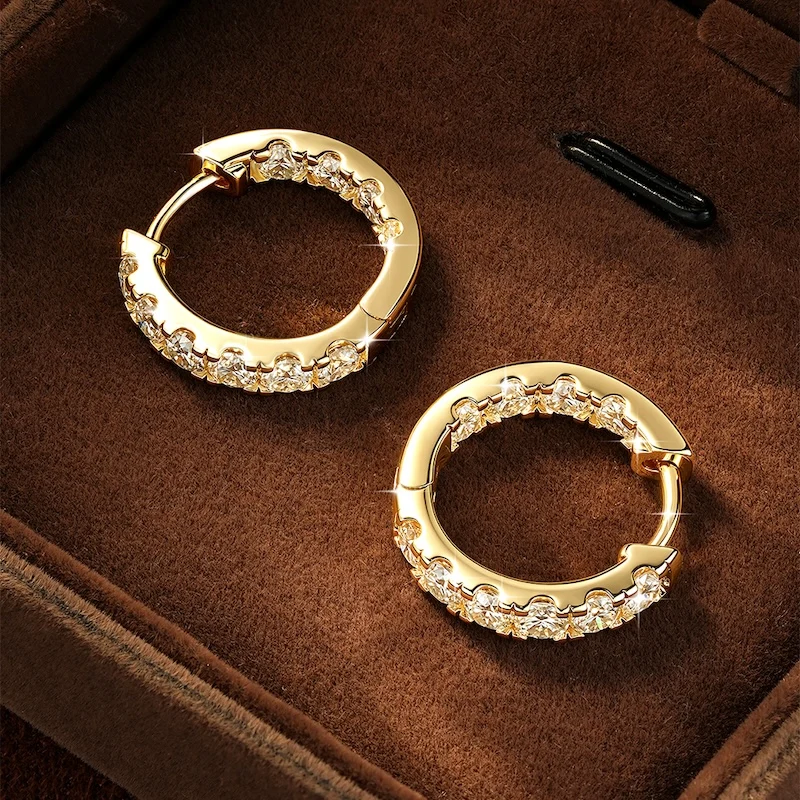 Rrjzz Brillante Creolen mit Moissanit in D-Farbe für Damen, 2CTTW VVS1, im Labor gezüchteter Diamant, Huggie-Ohrringe, GRA-Schmuckgeschenke – Detail 6