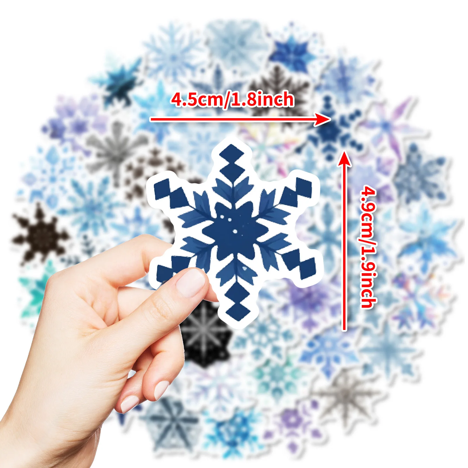 50pcs Colorful Snowflakes Winter Romance Cartoon Graffiti Stickers Phone Guitar Laptop Suitcase Water Bottles Waterproof Sticker