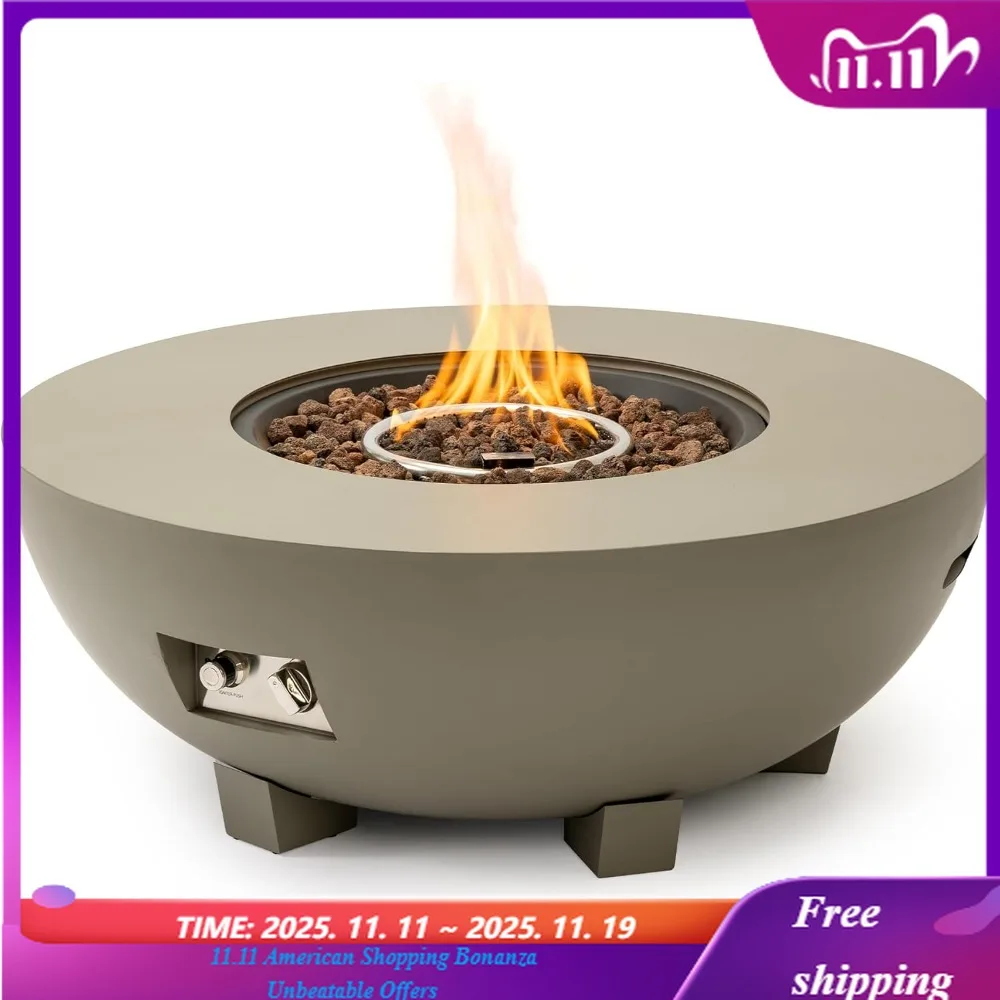 

36-Inch round Propane Fire Pit Outdoor Patio Gas Firepit with Lid Lava Rocks Included Rain Cover for Backyard And Patio Decor