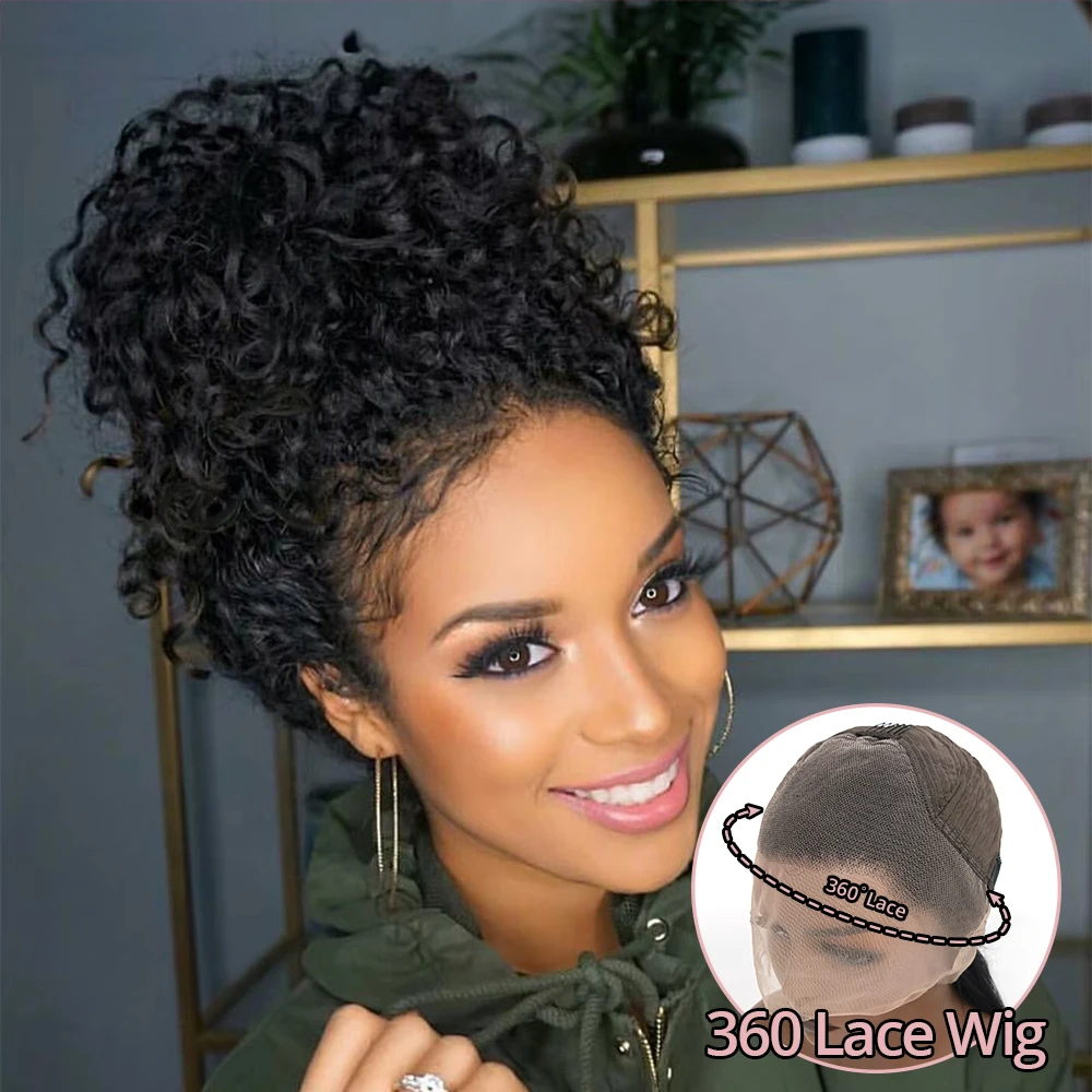 Deep Wave Curly Brazilian Black Wig 250% Density 30-40 Inch Lace Front 13x6 HD Frontal 360 Full Pre Plucked 13x4 Natural Look for Women