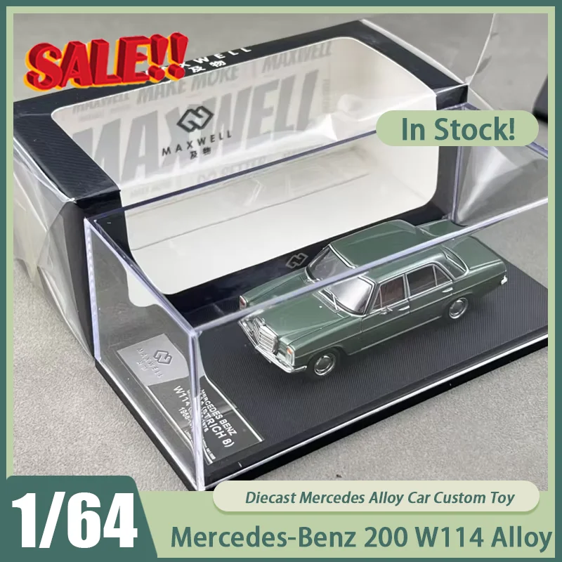 

Новинка в наличии Maxwell 1:64 Mercedes-Benz 200 W114, литой сплав, литой под давлением Mercedes, ограниченная серия, украшения, игрушки на заказ, подарок для детей