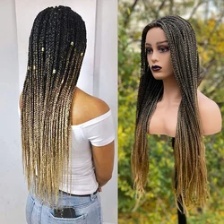 Cosplay Braiding Hair Wig 26 inch Braided Wigs For Black Women Ombre Synthetic Barids Long Synthetic Box Braided Wigs