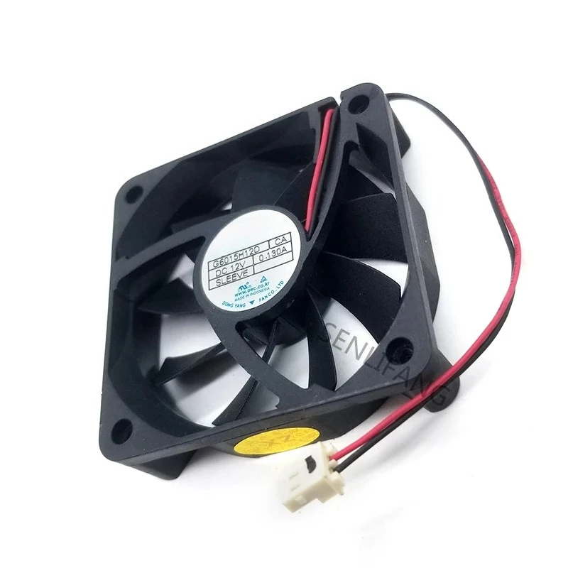 

3pcs New Cooler G6015H12D DC12V 0.130A 2 Wires 6015 60X60X15MM Cooling Fan
