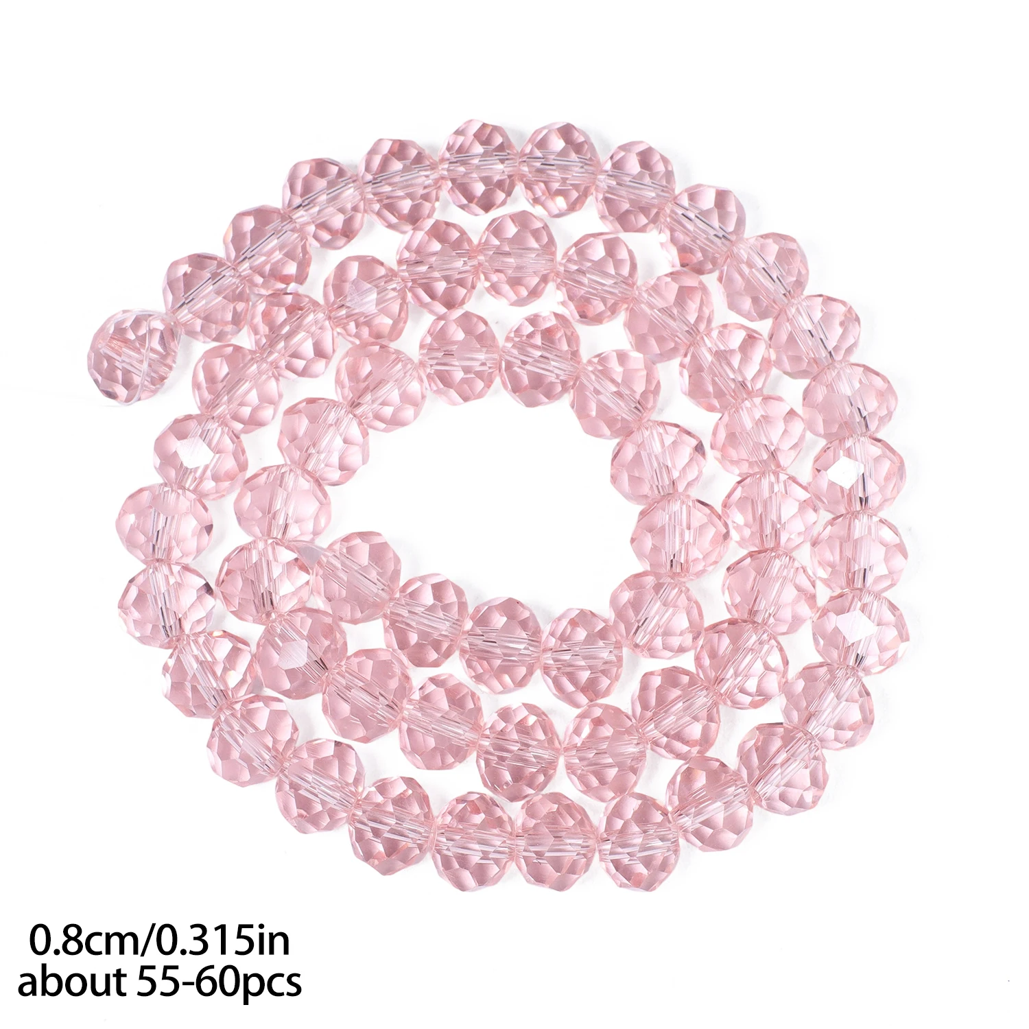 Faceted Pink Crystal Glass Beads Natural Loose Round Rondelle Beads For Jewelry Making DIY Bracelet Necklace 4/6/8/10/12mm 15\