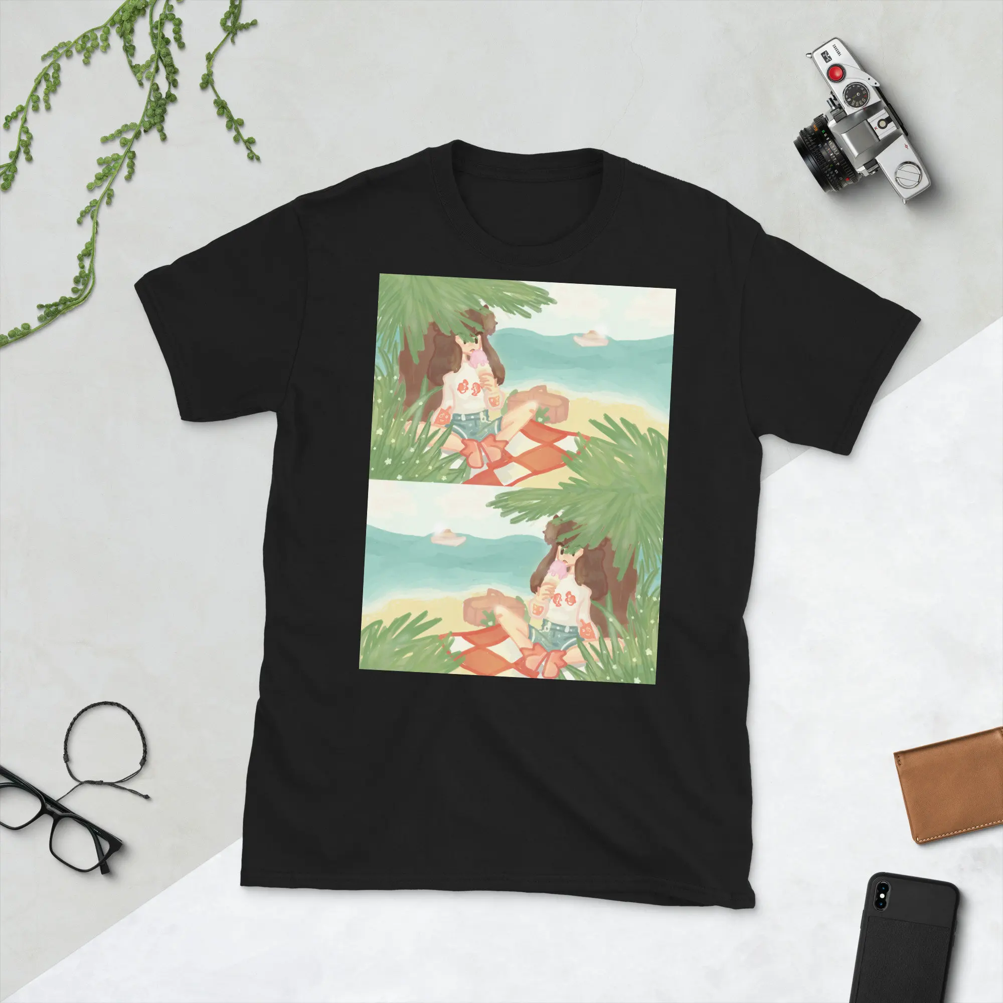 Kawaii Chibi Girl Samantha beach picnic T Shirt