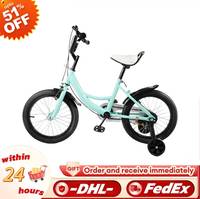 Green and Black 16 Inch Children Bicycle with 50kg Bearing Capacity and Removable Training Wheels for Girls and Boys