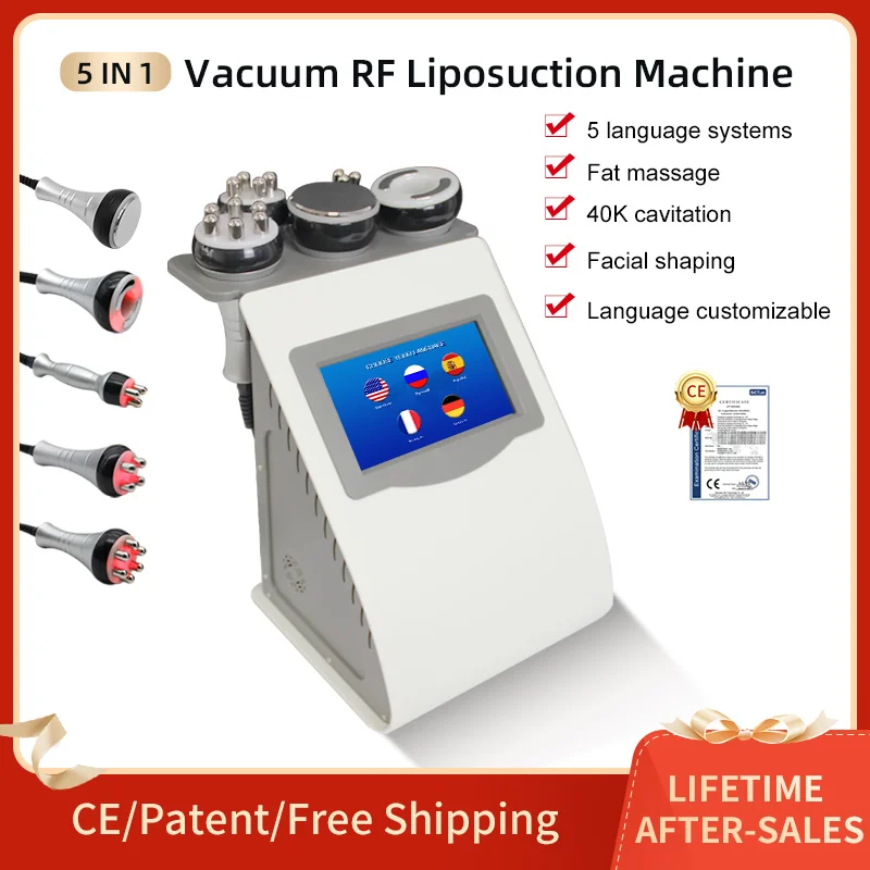 5IN1 Ultrasonic Massage Shaper Vacuum Laser Radio Frequency RF-Tool 40K Multi-Polar Anti-Wrinkle Rejuvenation Skin Lift Tighten