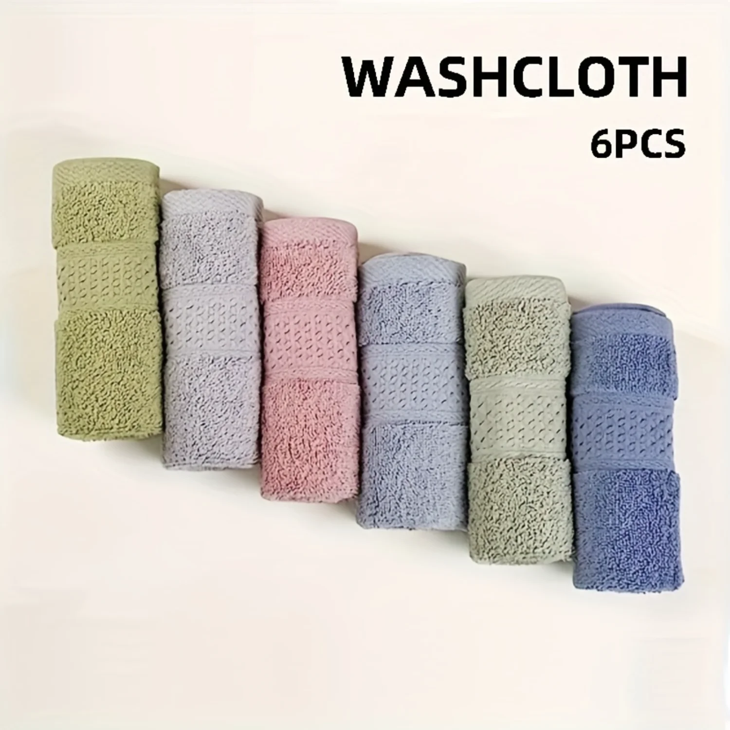 6-Pack Rustic Cotton Washcloths - Super Absorbent, Machine Washable, Soft Solid Colors, 13x13inch Bathroom