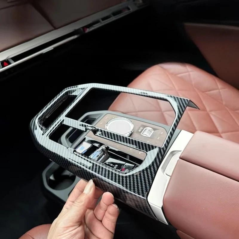 

Suetlcoity For BMW IX XM G08 2022-2025 ABS Carbon Fiber Car Center Console Shift Gear Panel Cover Trim Interior Car Accessories