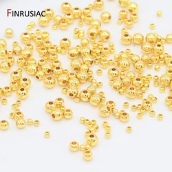 Cuentas espaciadoras sueltas huecas chapadas en oro de 14 quilates, accesorios de joyería para hacer pulseras DIY, 50-300 piezas, 2-6mm, venta al por mayor