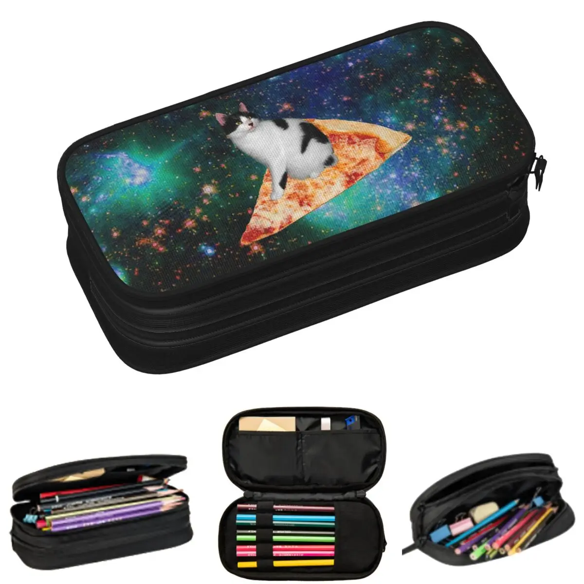 

Очаровательные забавные пеналы с космическими котиками для школьников, пенал-коробка, сумка для ручек, вместительный пенал-косметичка