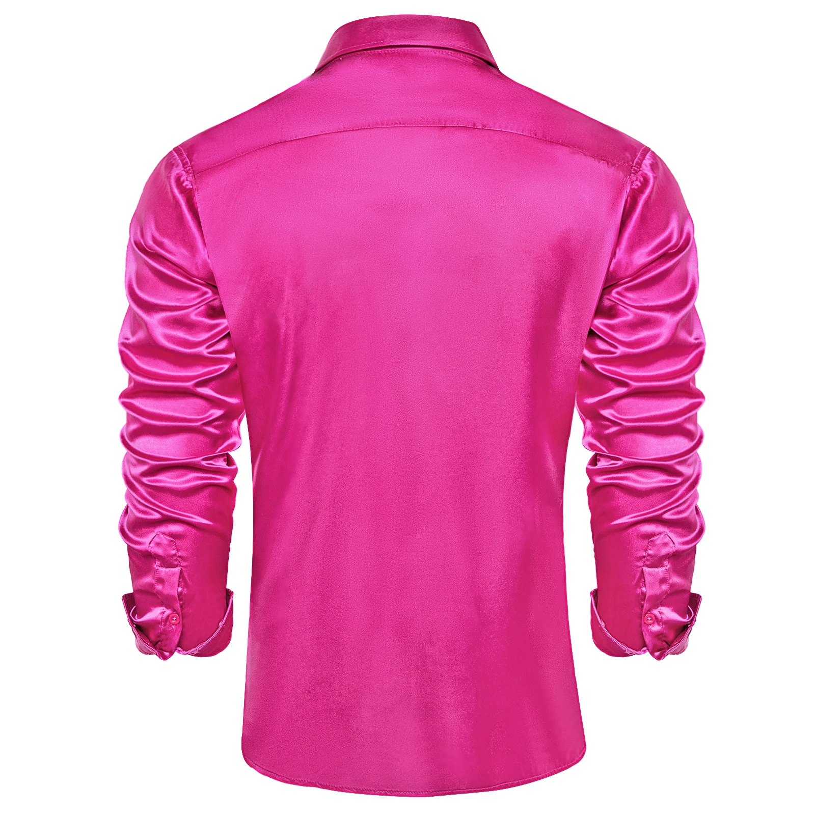 Camicie in raso elasticizzato di design rosa caldo per uomo Splicing floreale colori a contrasto abbigliamento uomo camicie sociali da uomo a