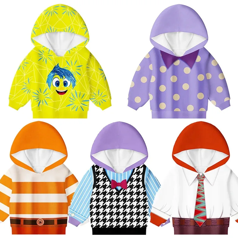 

Inside Out 2 Long Sleeves Hoodies Unisex Boys Girls Hooded Outerwear Children Joy Anxiety Envy Anger Fear Cosplay Clothes