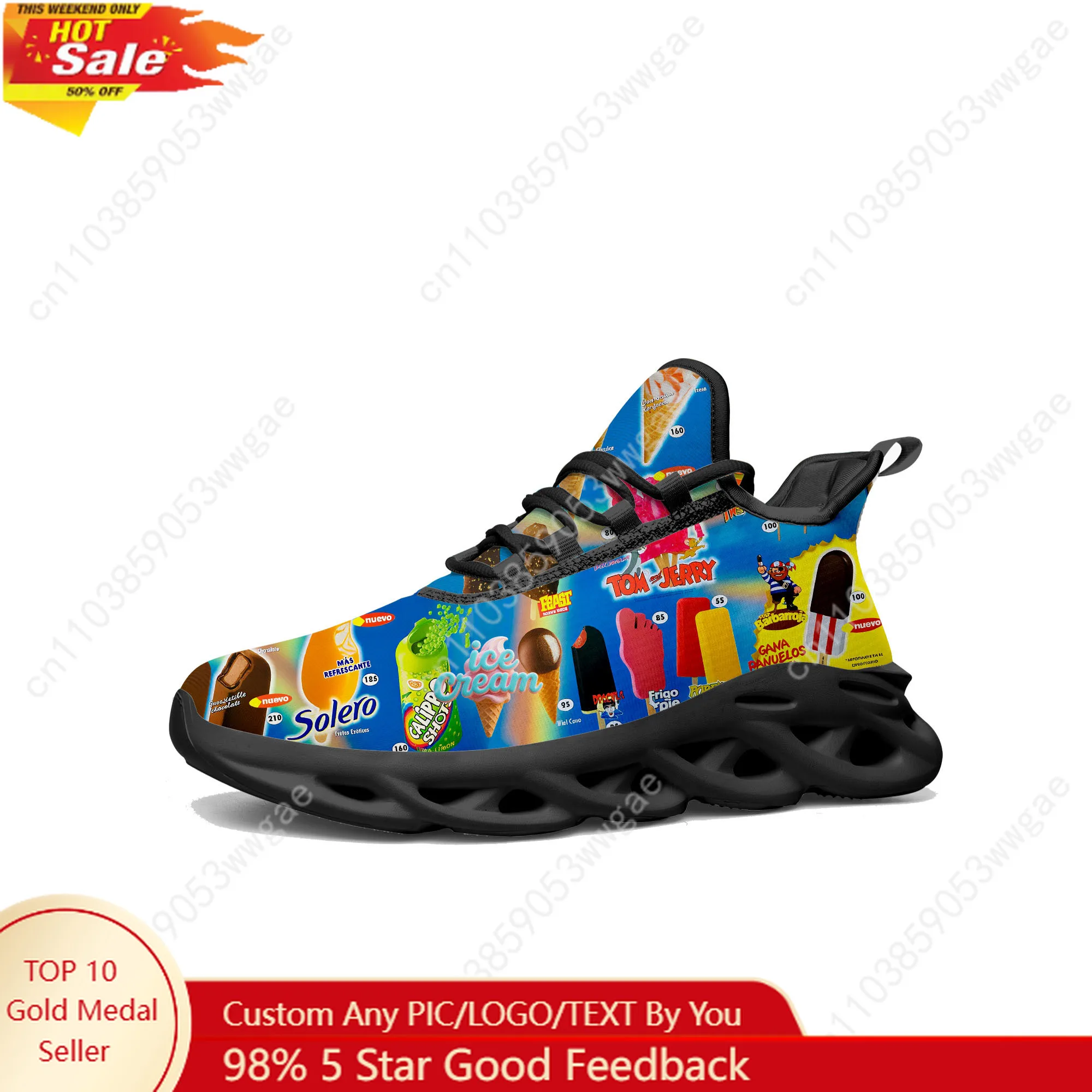 

Мороженые кружевные сетчатые туфли, кроссовки на плоской подошве, мужские и женские спортивные кроссовки, спортивные кроссовки, удобная модная обувь по индивидуальному заказу