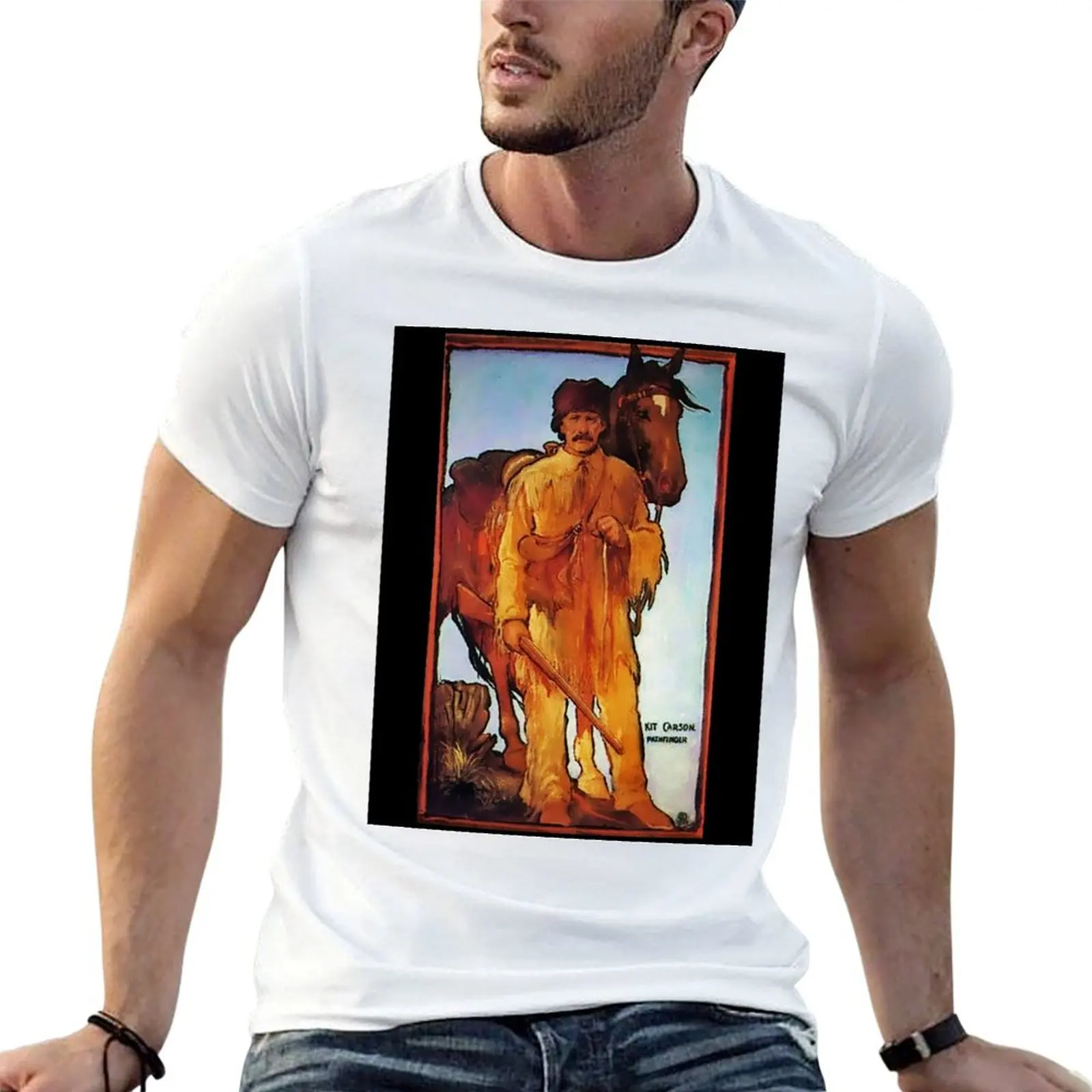 Camiseta “Kit Carson - Pathfinder” de Gerald Cassidy, camisetas para hombre, camiseta de algodón para hombre, camiseta de lujo