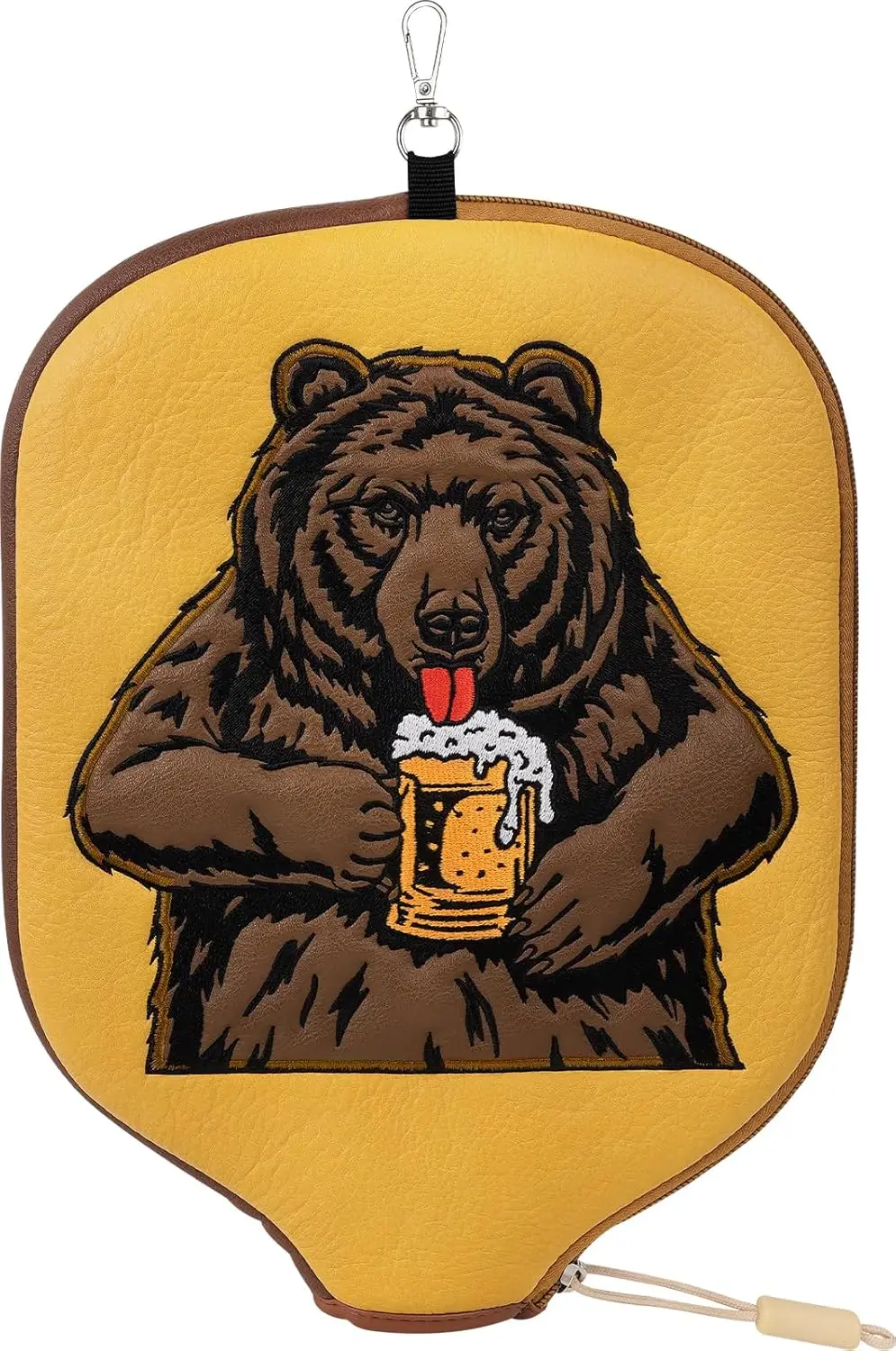 

Чехол для весла Pickleball, защитный чехол в стиле медведя, чехол для пиклбола с застежкой-молнией, синтетическая кожа, плюшевый тканевый чехол для пиклбола