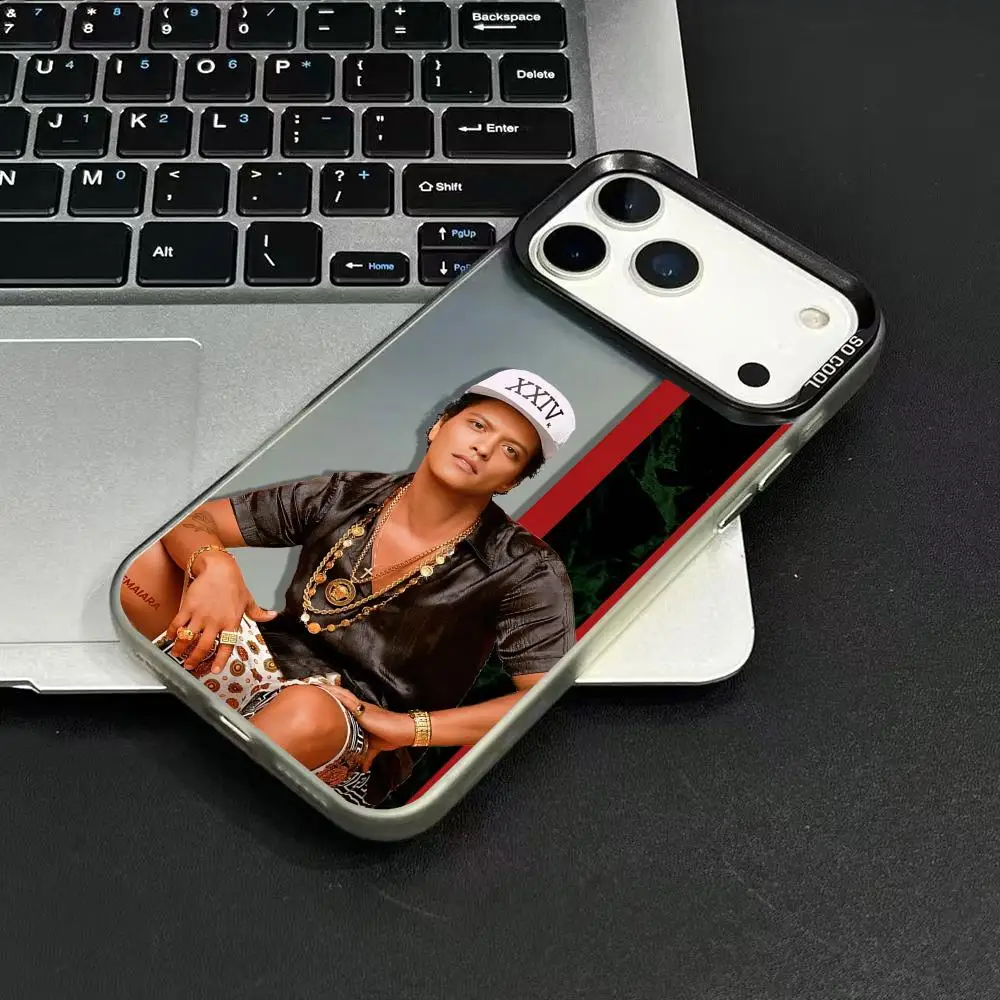 B-Bruno M-Mars Singer جراب هاتف آيفون 17 16 15 14 13 12 11 Pro Max Air Matte Laser Aurora مقاوم للصدمات Funda #3