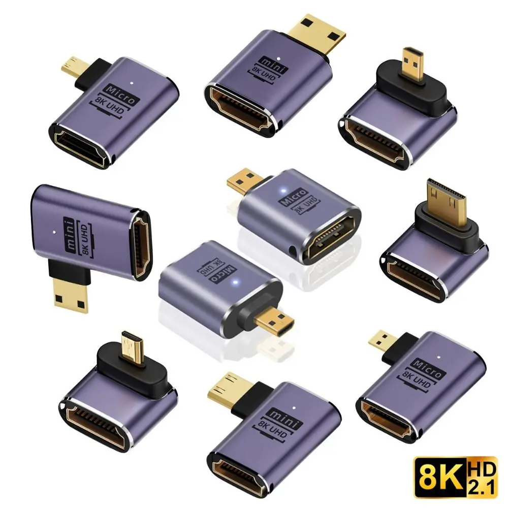 48Gbps HD 2.1 Male to Female Mini /Micro HD to HD-compatible HDTV Adapter 8K 60HZ Converter
