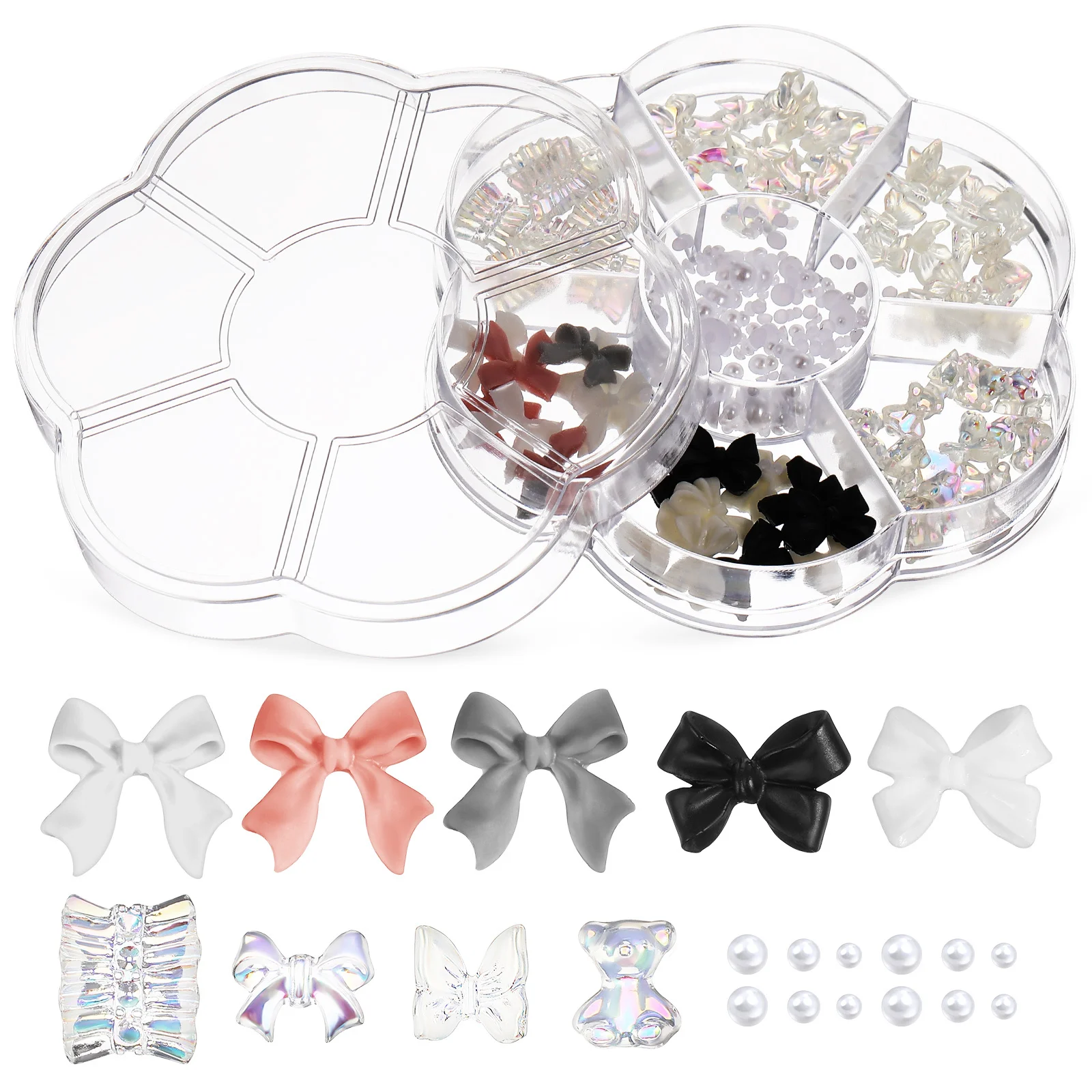 

Милые подвески для ногтей в форме банта, изысканные очаровательные цветные стили широкого диапазона, универсальные украшения, чехлы для телефонов, аксессуары