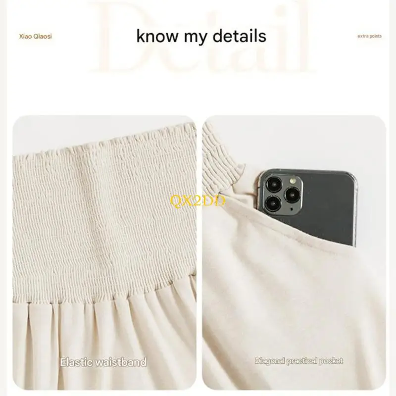 سراويل QX2D سهلة العناية للأمهات بأرجل واسعة من قماش البوليستر مريحة للحمل في مناسبات مختلفة #3